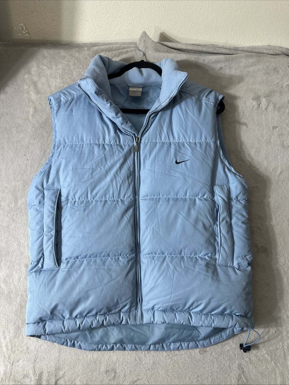 Nike Women’s Small Therma-FIT Light Blue Puffer Vest Fleece Lined Full Zip